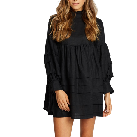 Pleat Detail Linen Smock Dress Size 12 