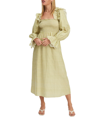 charlie holiday gingham dress CHARLIE HOLIDAY Anthropologie Green Gingham Paris