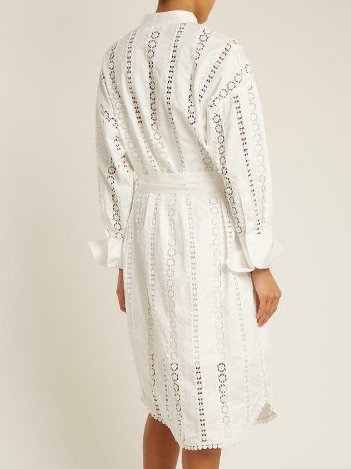 Rife Gothic Lace-insert Shirtdress In White Size 12