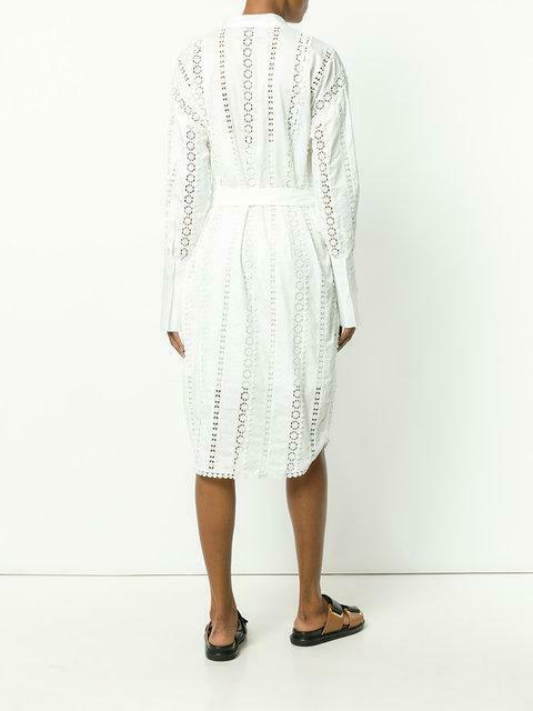 Rife Gothic Lace-insert Shirtdress In White Size 12