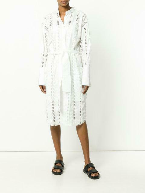 Rife Gothic Lace-insert Shirtdress In White Size 12