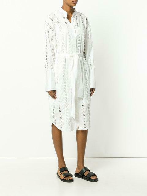 Rife Gothic Lace-insert Shirtdress In White Size 12
