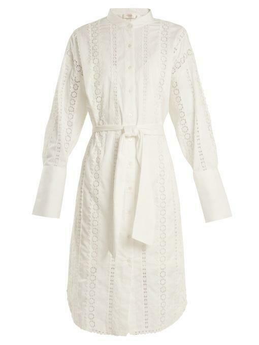 Rife Gothic Lace-insert Shirtdress In White Size 12