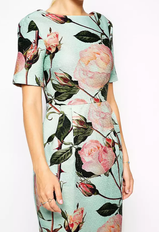 ASOS Midi Wiggle Dress in Textured Large Floral Size 8 - AirRobe