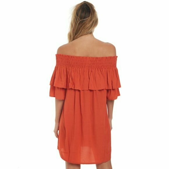 Sanya Off The Shoulder Rust Dress Size 6-8 BNWT