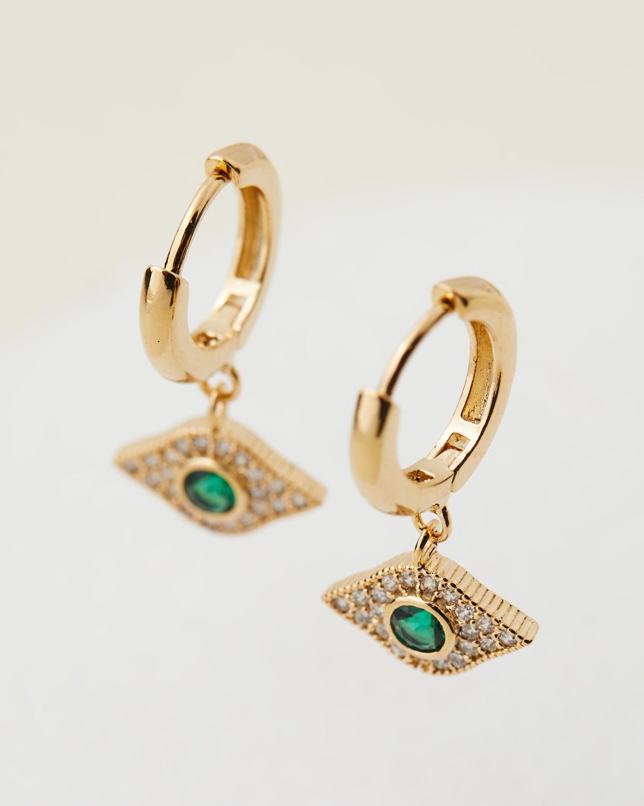 Evil Eye Drop Huggie Hoops