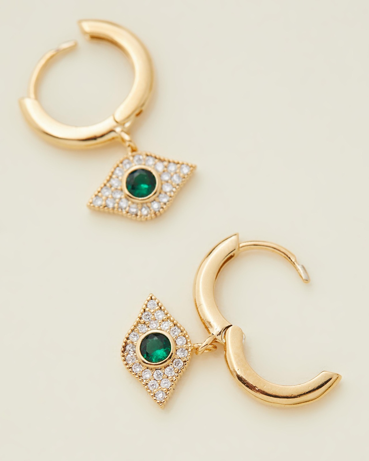 Evil Eye Drop Huggie Hoops