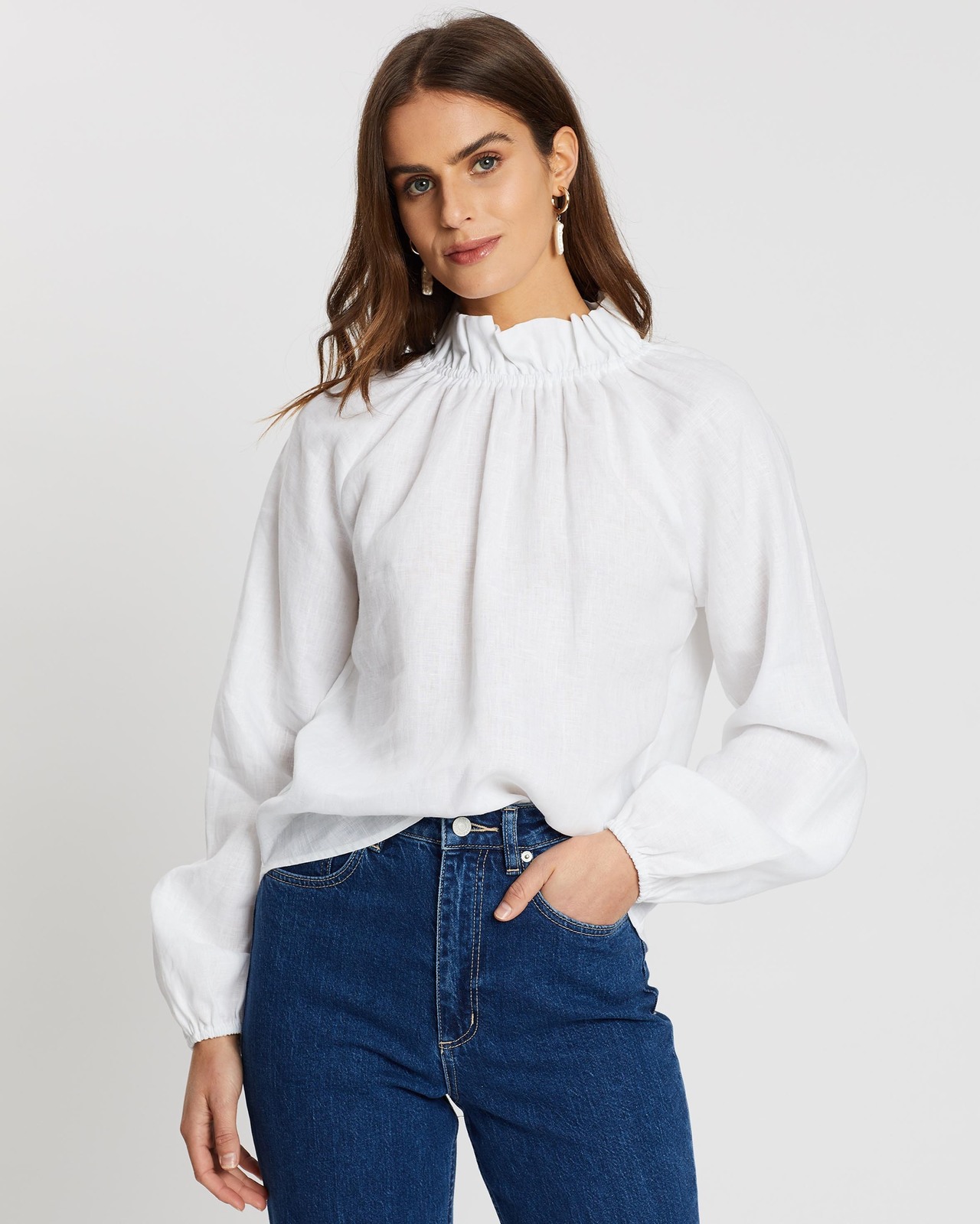 High Neck Linen Blouse Size 8 - AirRobe