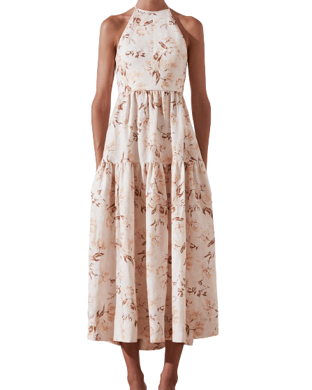 Roxane Open Back Tiered Midi Dress Size 10