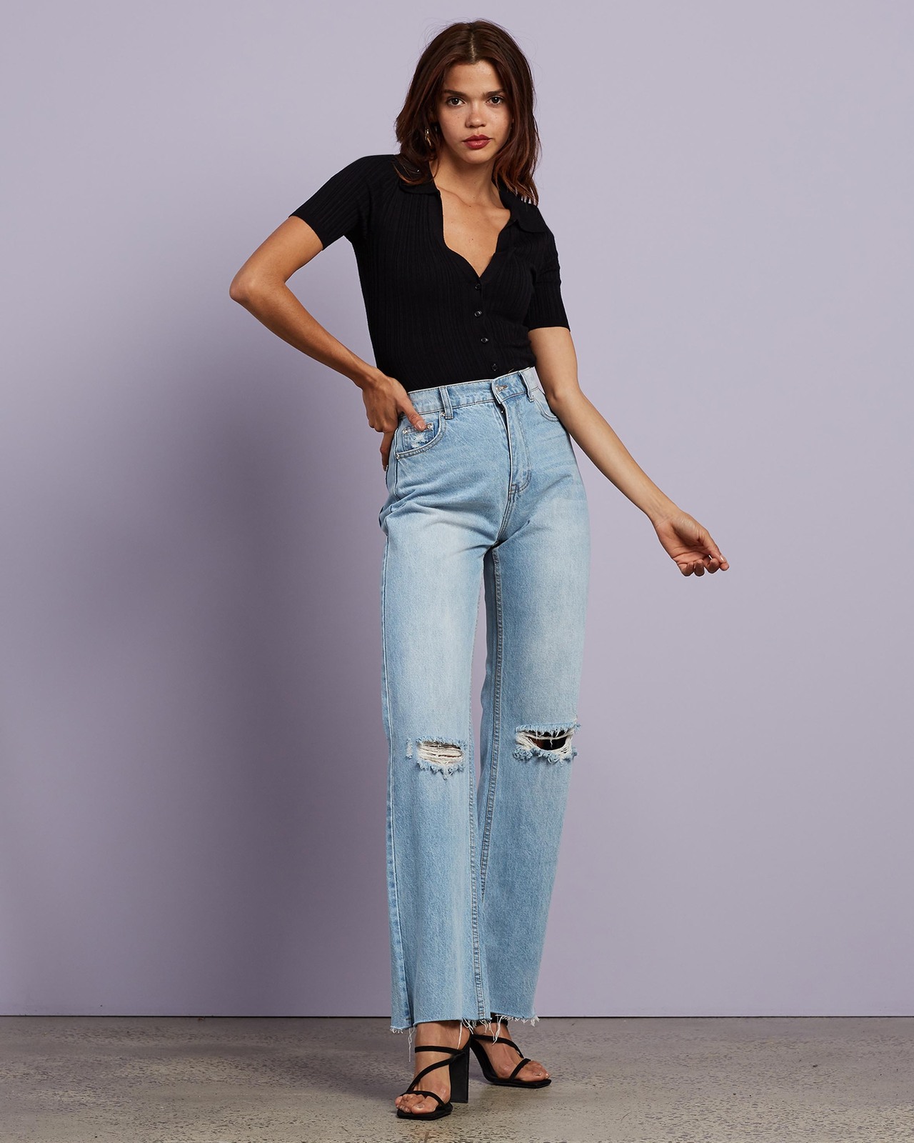 Harley Wide Leg Ripped Jeans Size 10