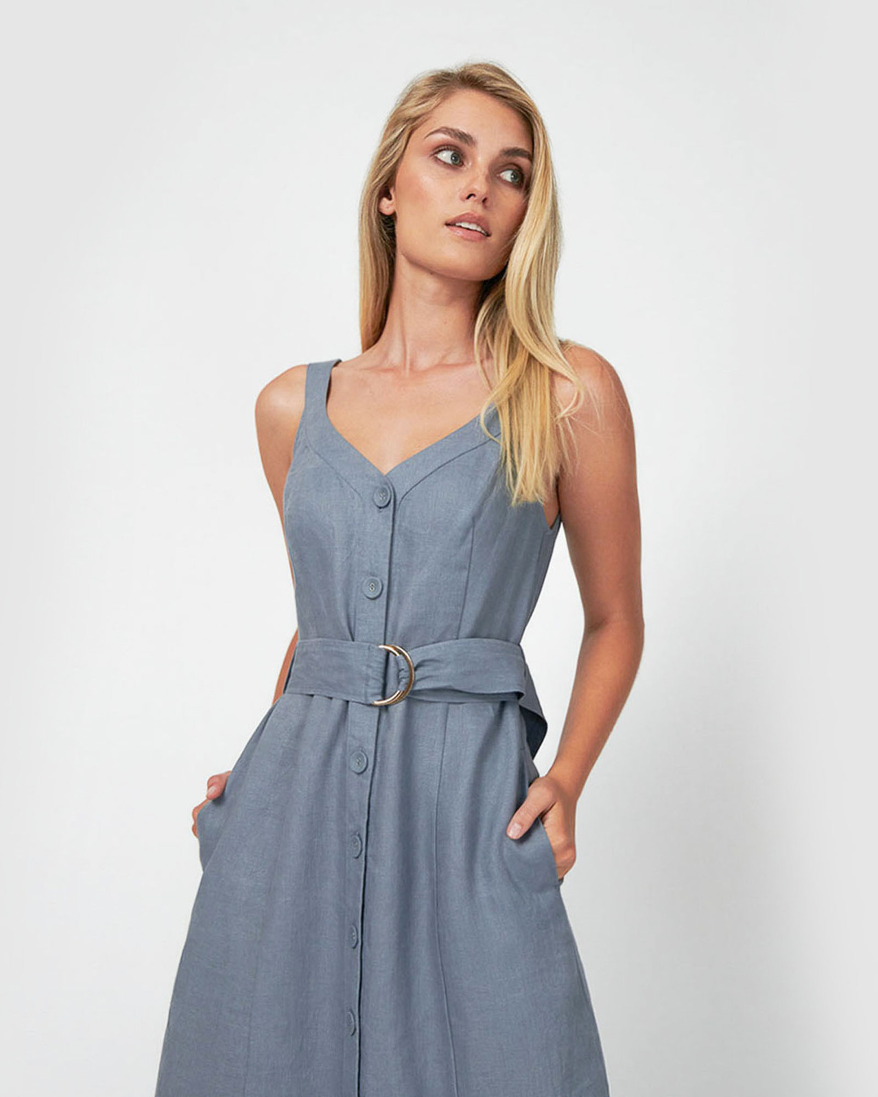 Georgia Button Up Tie Waist Dress