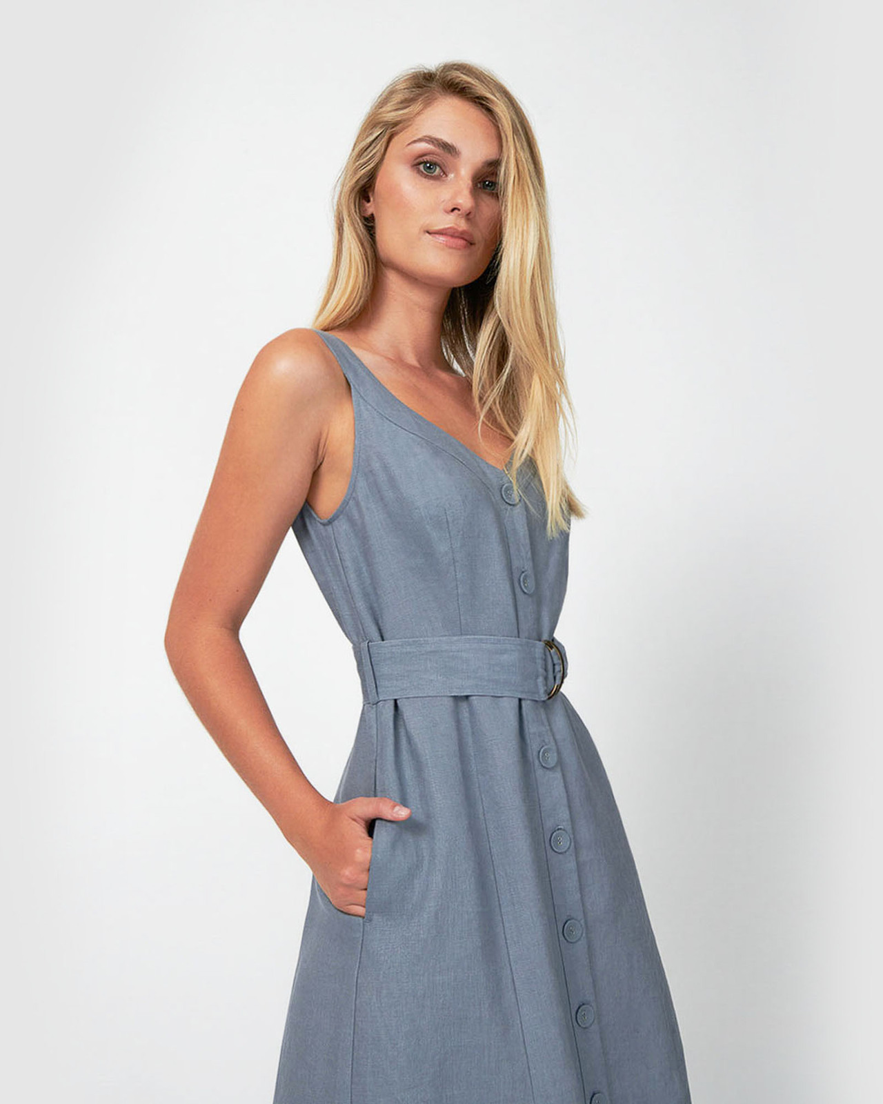 Georgia Button Up Tie Waist Dress