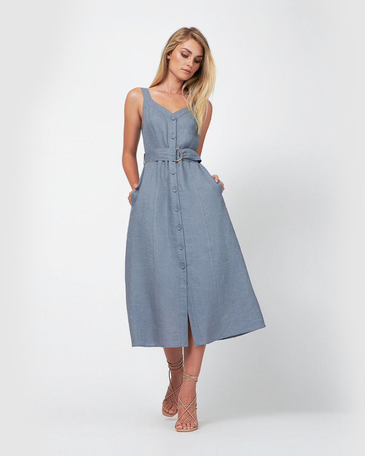Georgia Button Up Tie Waist Dress