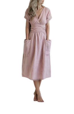 Seaside Tones 100% Linen dress Pink Size 10-12 - AirRobe