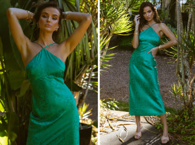 archer midi dress green RUNAWAY Emerald Size 10 BNWT Resort 24