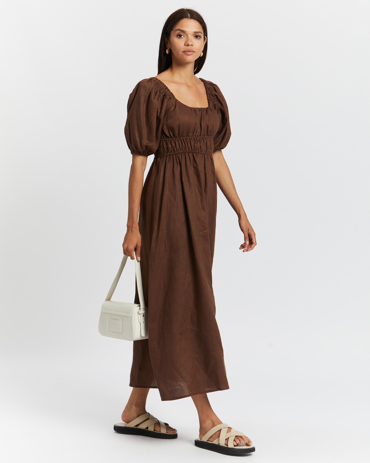 Tie Detail Linen Midi Dress