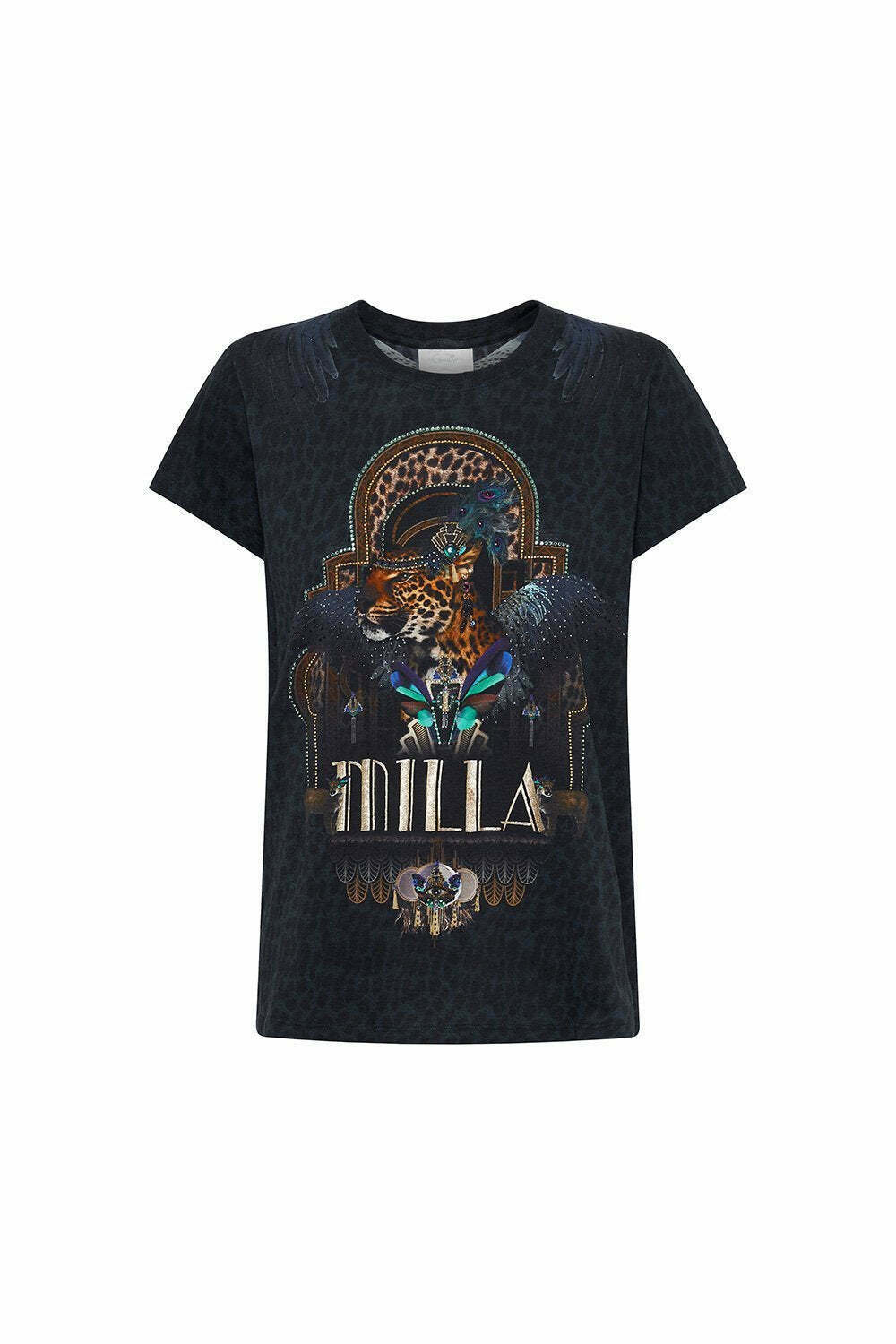 SLIM FIT ROUND NECK T-SHIRT DRIPPING IN DECO Size 8 BNWT