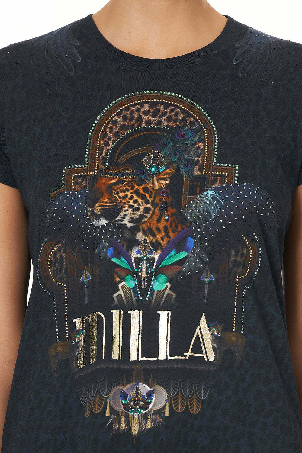 SLIM FIT ROUND NECK T-SHIRT DRIPPING IN DECO Size 8 BNWT