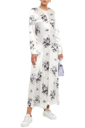 ganni cameron floral-print satin dress GANNI - 1772 CAMERON POLKADOT HEAVY TWIST DRESS - GANACHE - 36 - ASO ALEXA CHUNG