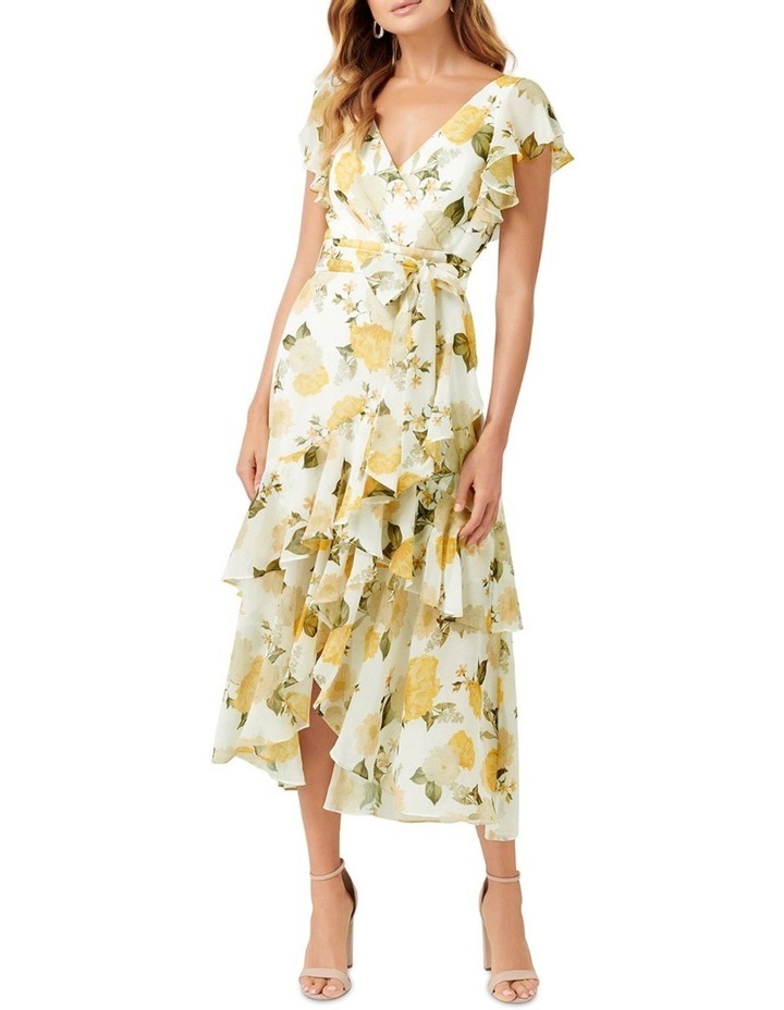 knee length dresses for ladies Iris Tiered Ruffle Midi Dress Lantana Floral