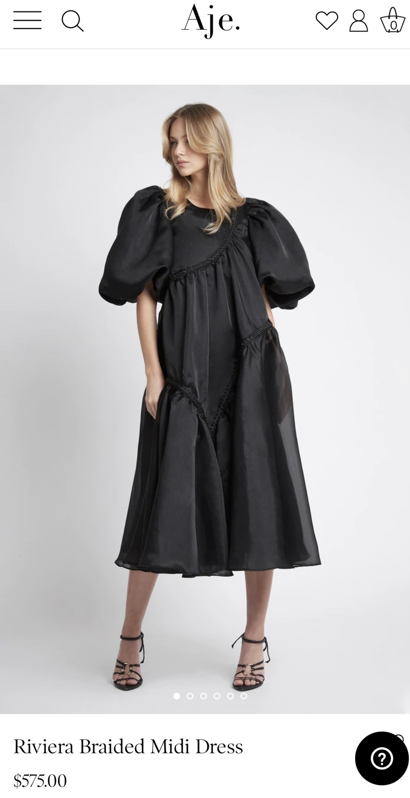 knee length dresses for ladies Aje Riviera Asymmetric Braided Puff Sleeve Smock Dress Ice Blue main image 1