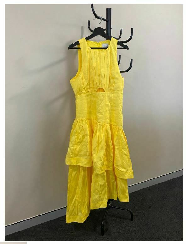 Aje. Caliente Tiered Cut Out Dress in Daisy Yellow Size 14 BNWT - AirRobe Aje. Caliente Tiered Cut Out Dress in Daisy Yellow Size 14 BNWT - AirRobe