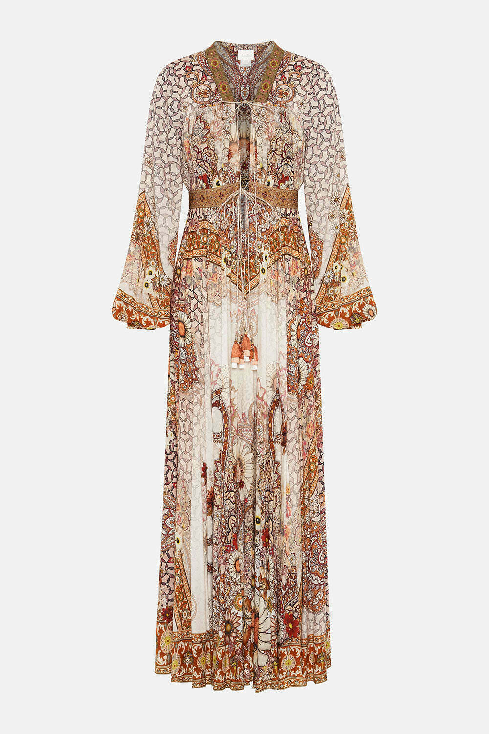 PEASANT DRESS WITH TIE FRONT HEART OF A HIPPIE