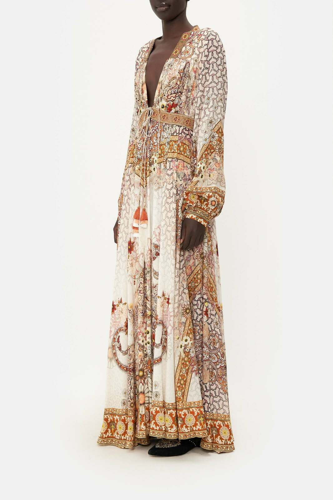 PEASANT DRESS WITH TIE FRONT HEART OF A HIPPIE