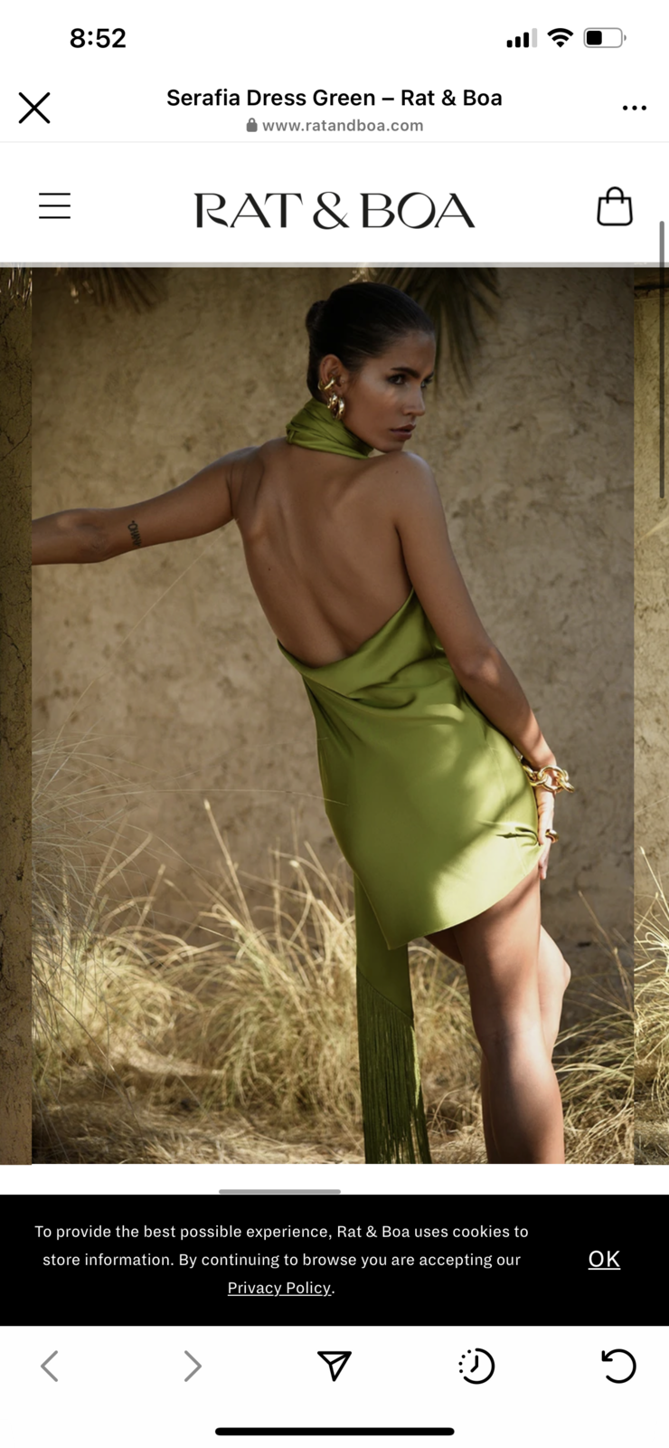 serafia dress green Rat & Boa Serafia Mini Dress Rent with Iz