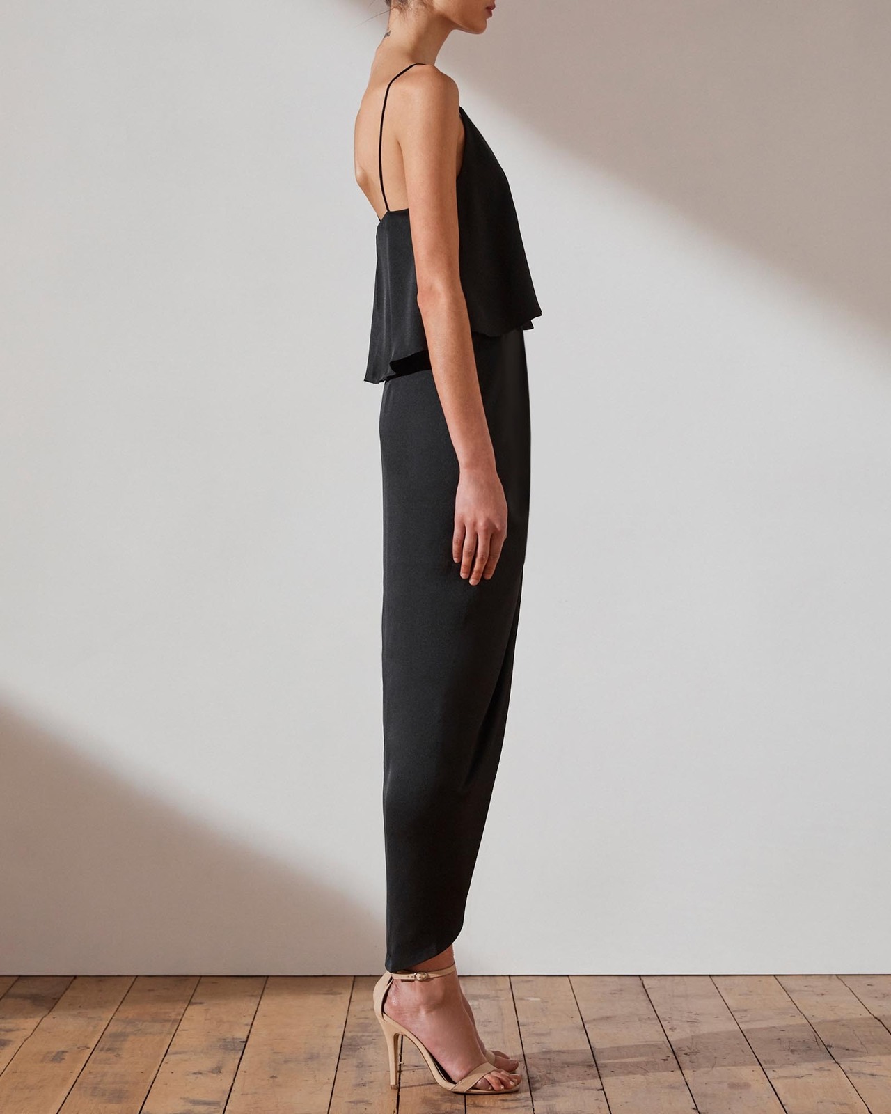 Luxe Draped Cocktail Frill Dress - THE