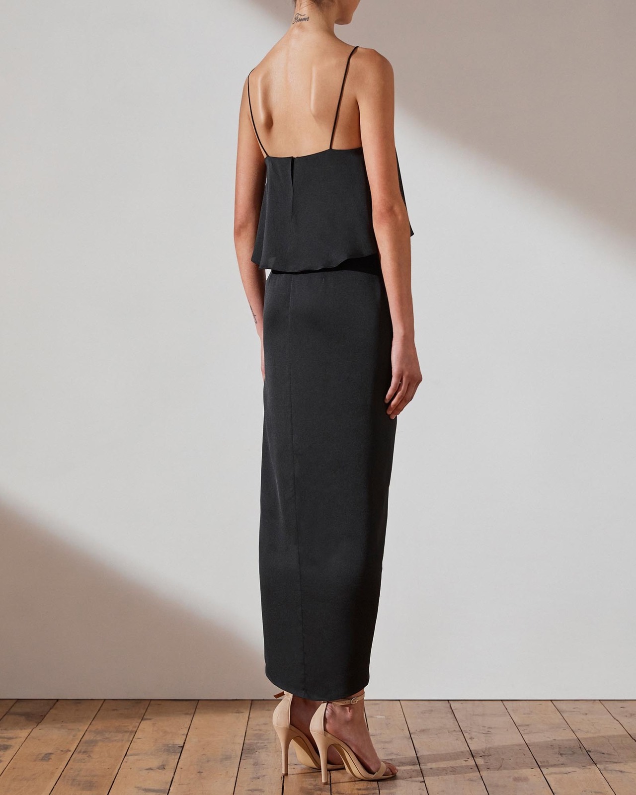 Luxe Draped Cocktail Frill Dress - THE