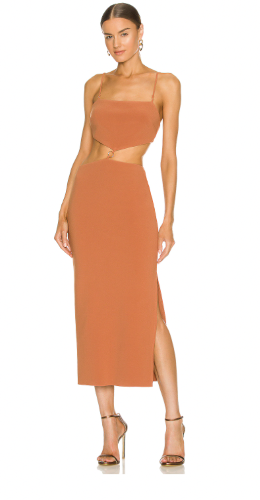 Bec + Bridge Alba Cut Out Midi Dress in Terracotta Size 8 - AirRobe