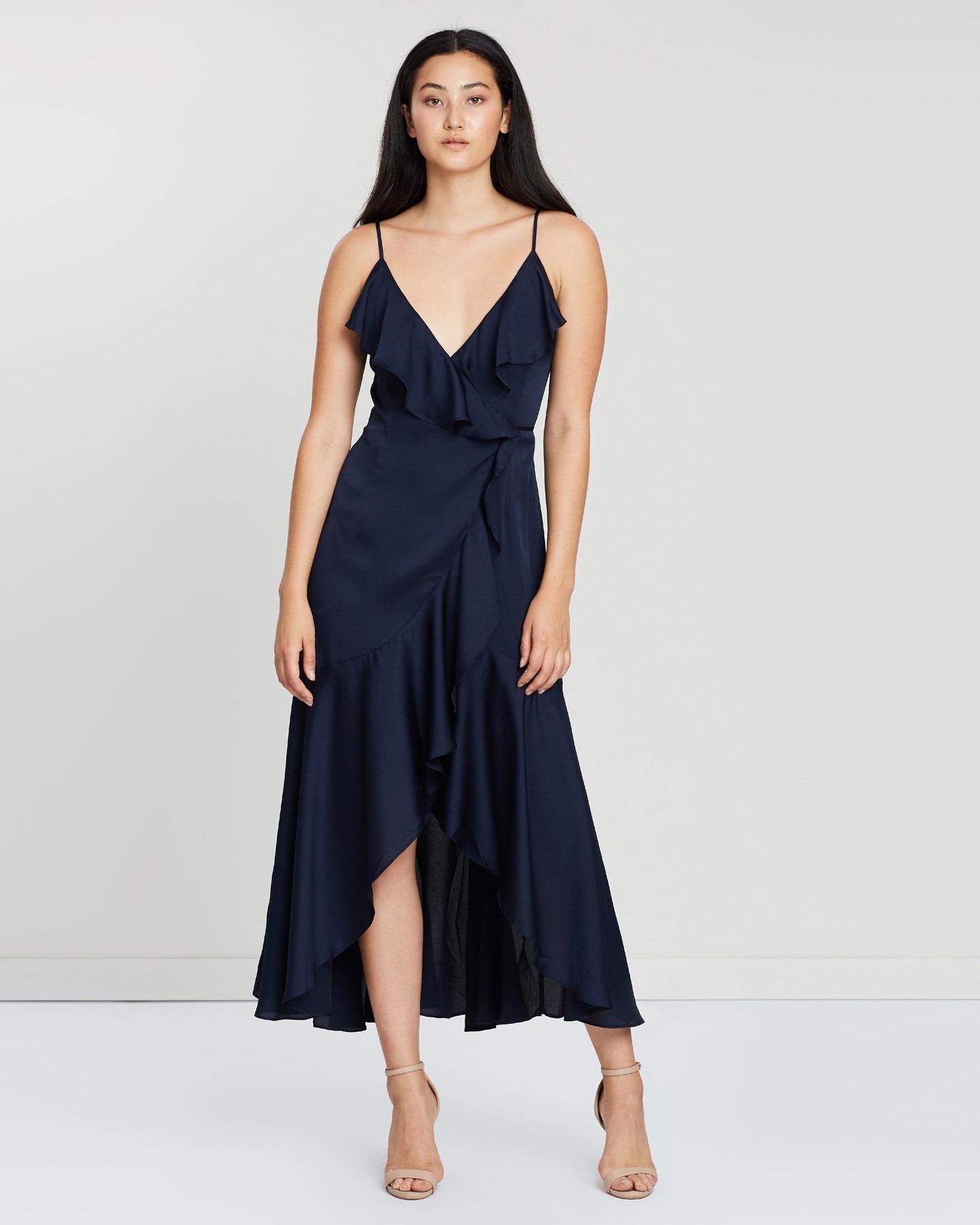 Luxe Bias Frill Wrap Dress