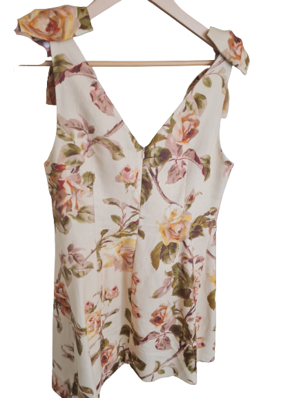 Floral Dress with Bow Shoulder Feature Size 12
