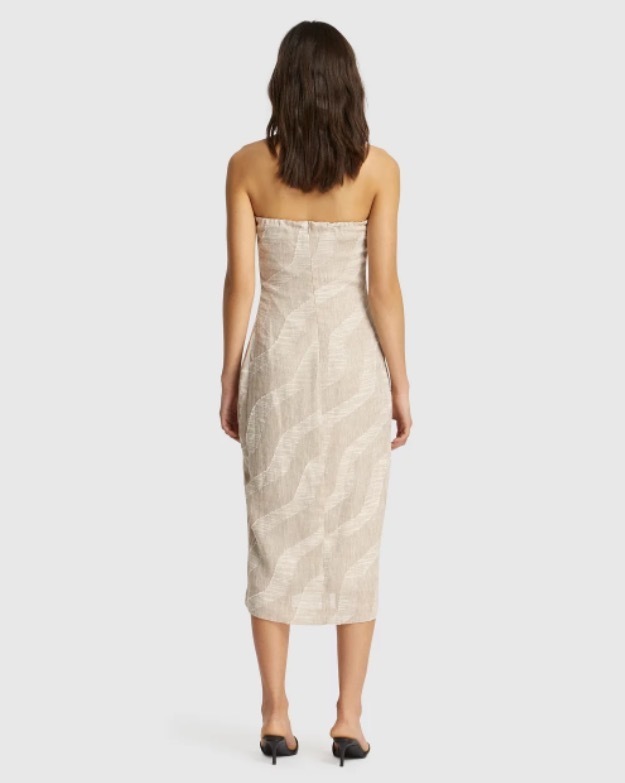 Nadine Gathered Linen Print Dress Size 10