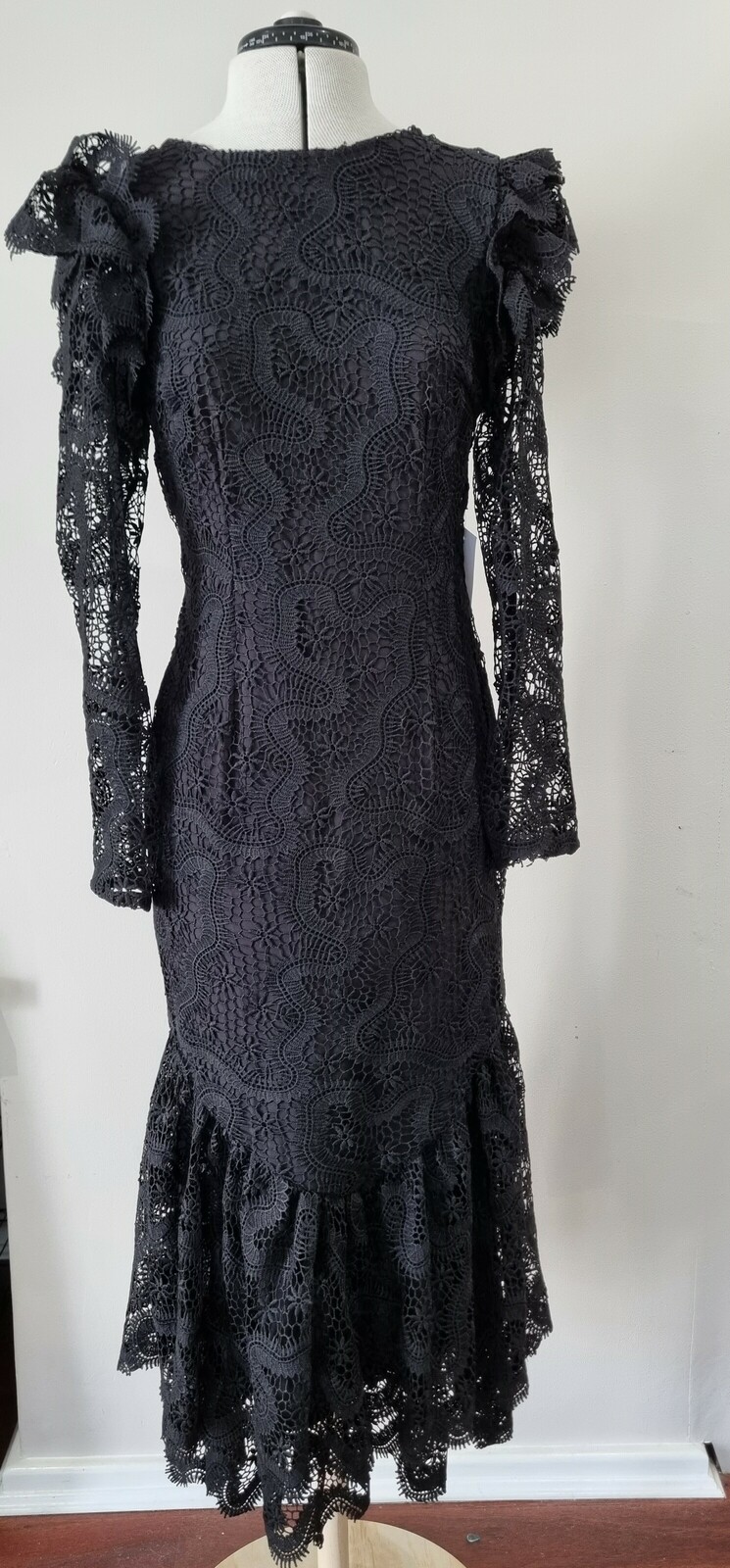 never fully dressed black lace dress Velvet Lace Insert Dress