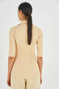 1/2 Sleeve Rib Cardi-Creamed Honey