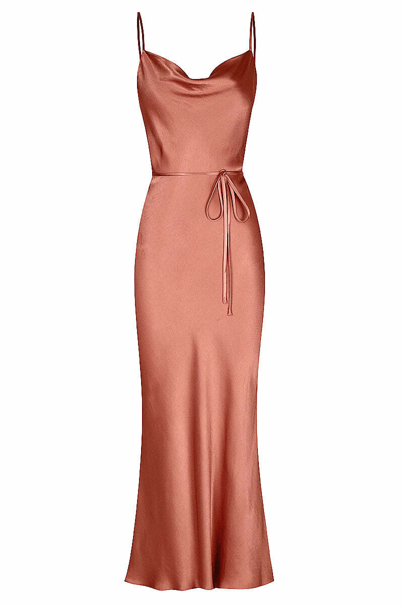la lune bias cowl midi dress terracotta shona joy la lune bias cowl maxi dress in terracotta