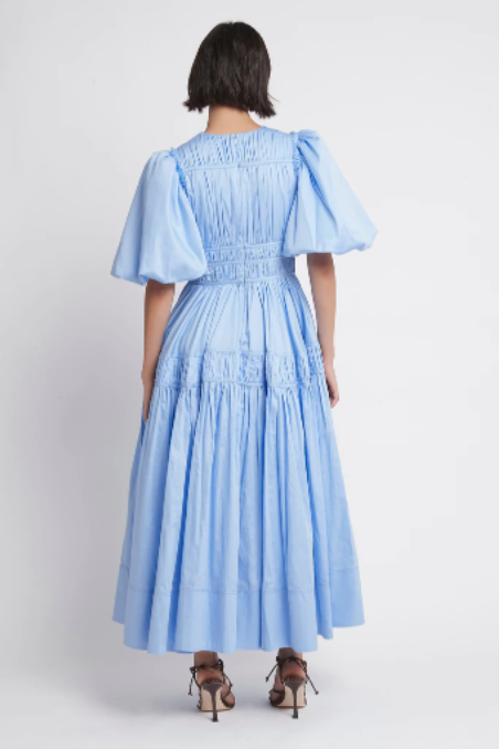Fallingwater Gathered Midi Dress in Powder Blue Size 10