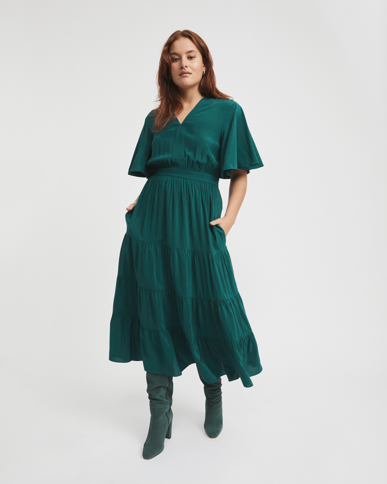 Viscose Flutter Sleeve Dress