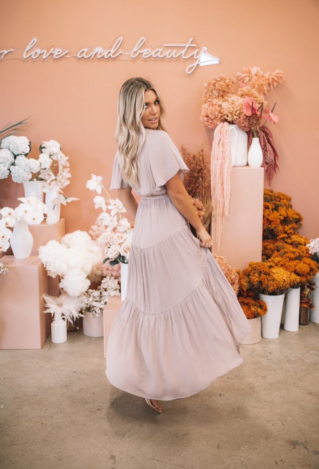 long sleeve flower dress Veda Long Sleeve Floral Tiered Ruffle Maxi Dress Blue