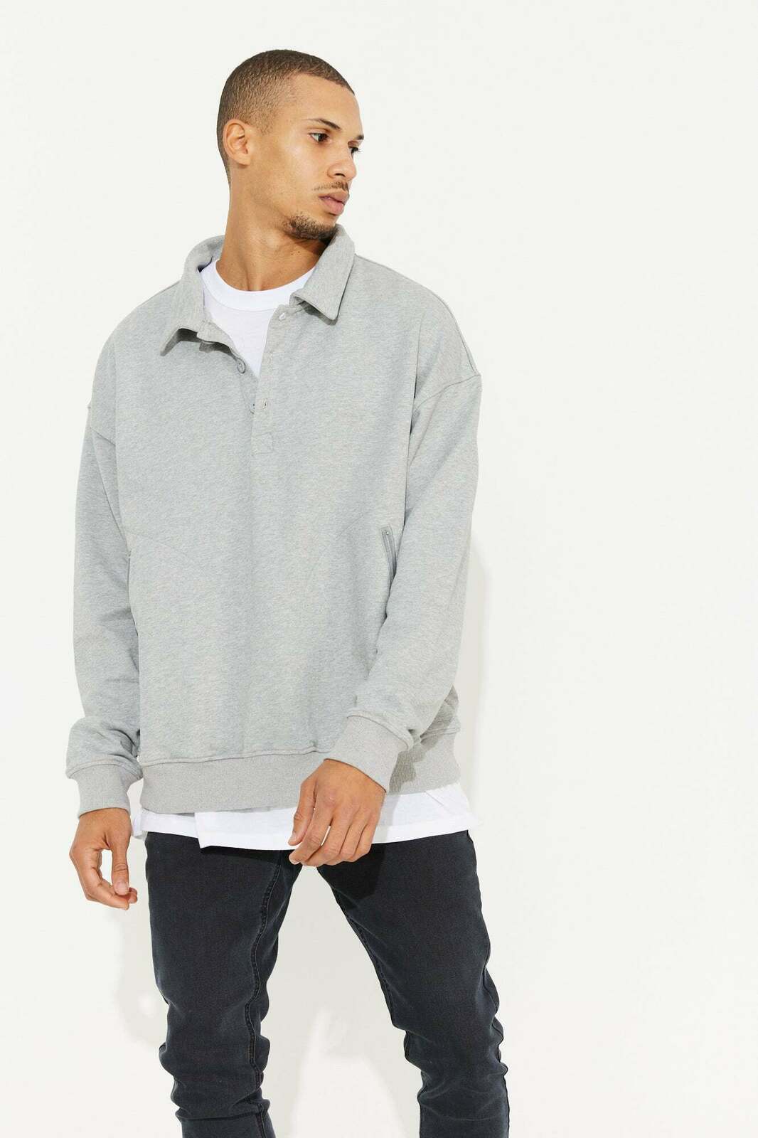 Button Down Sweater Grey - Size M BNWT