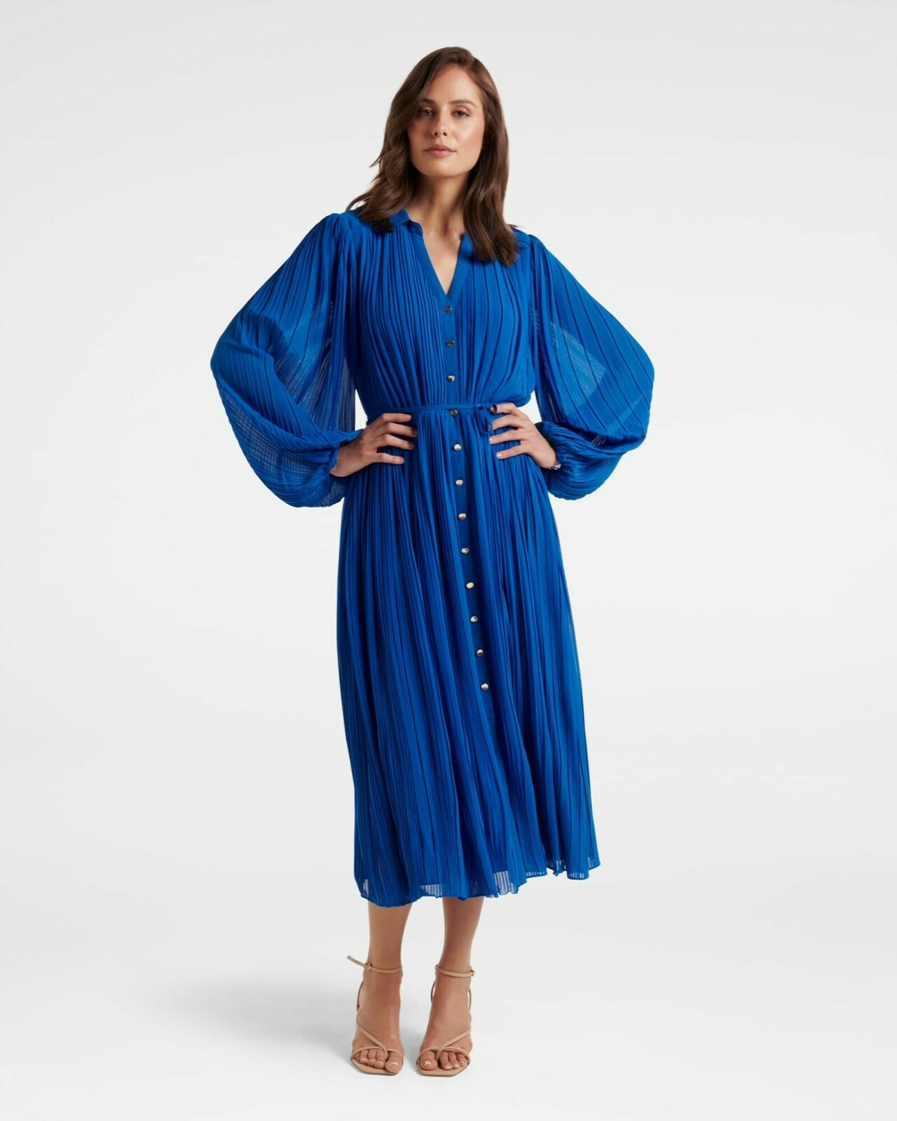 Forever New Logan Pleated Shirt Midi Dress - AirRobe Forever New Logan Pleated Shirt Midi Dress - AirRobe