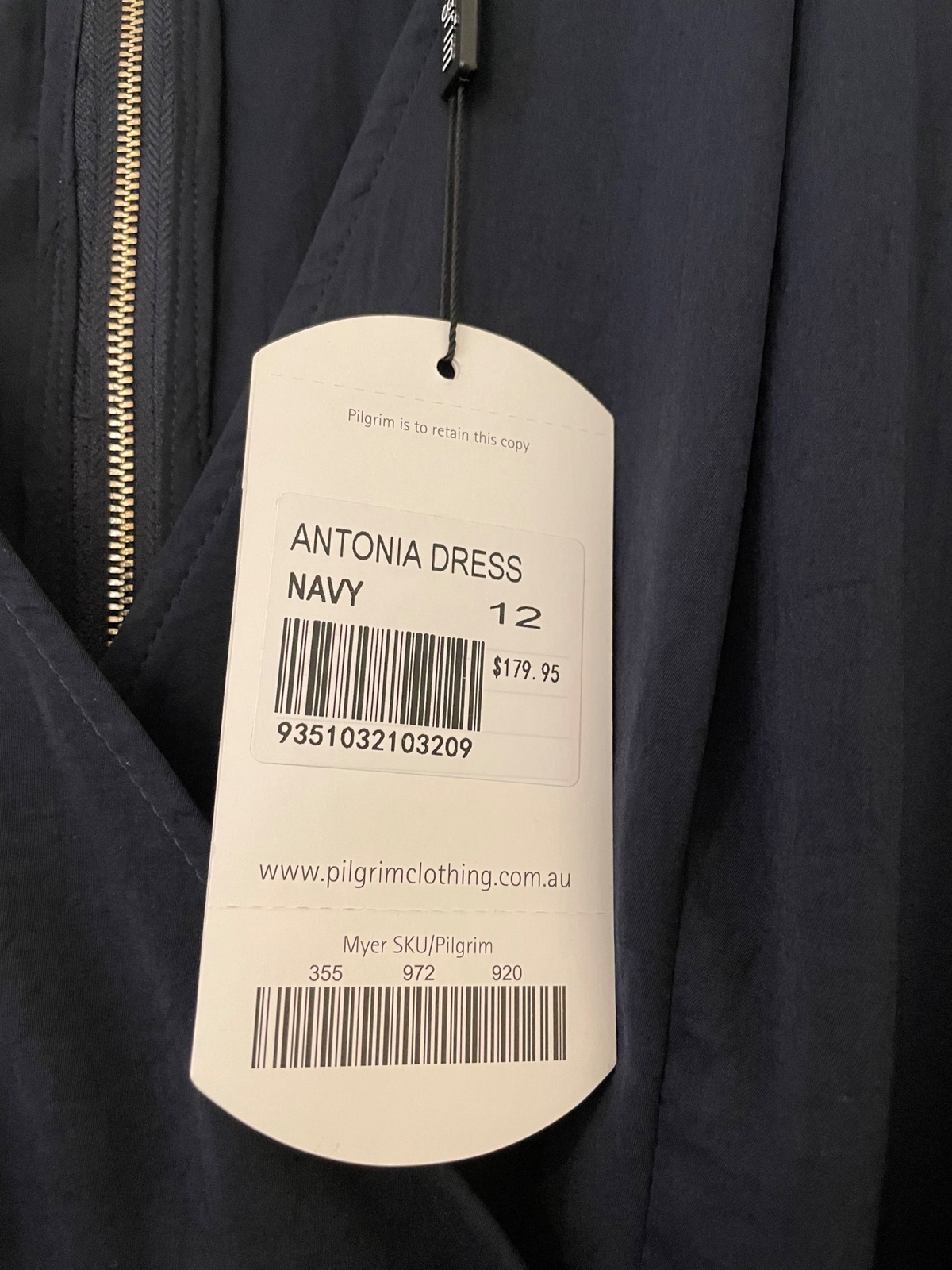 Antonia Midi Dress in Navy Blue Size 12 BNWT