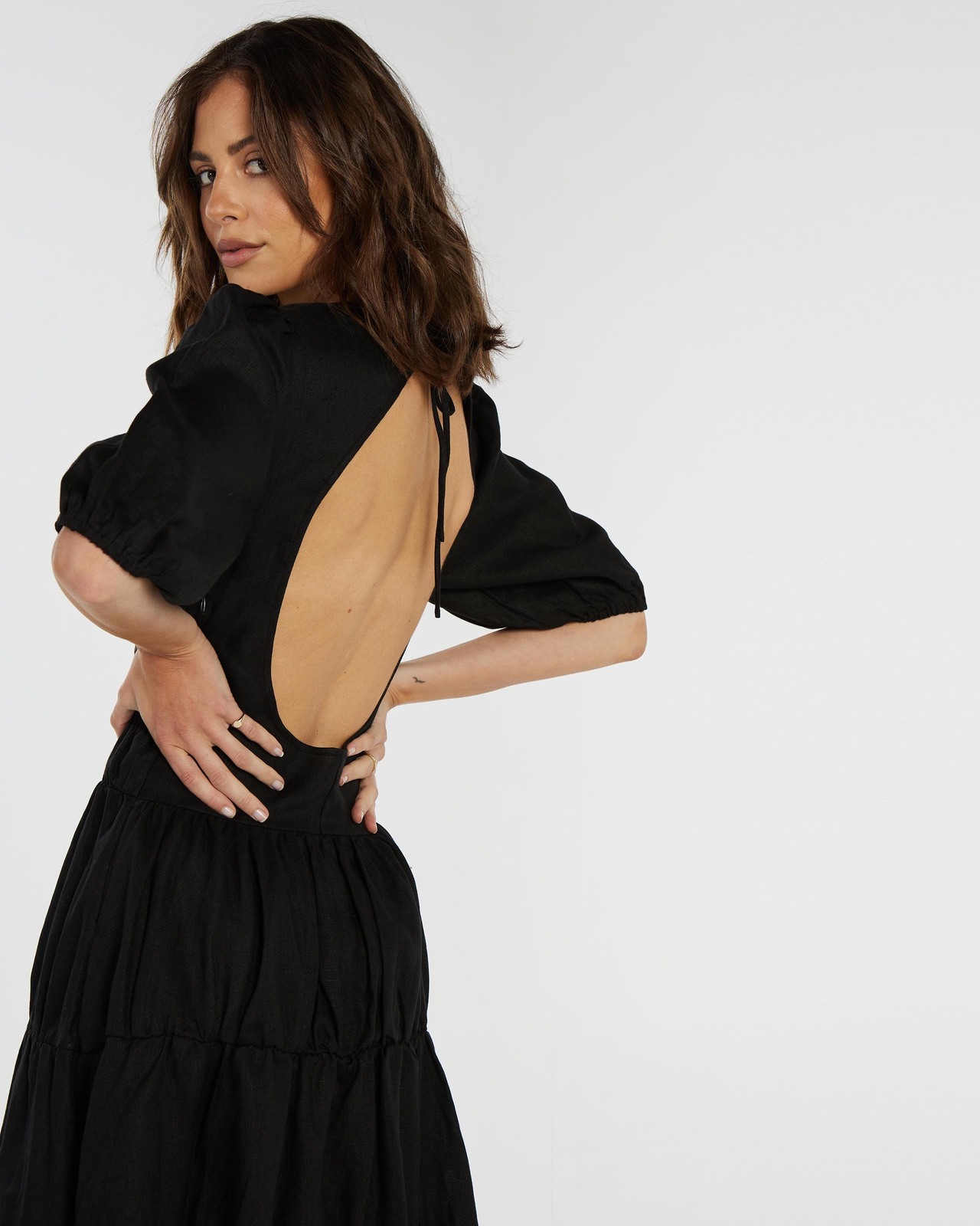 Tiered Linen Midi Dress Size 6 BNWT