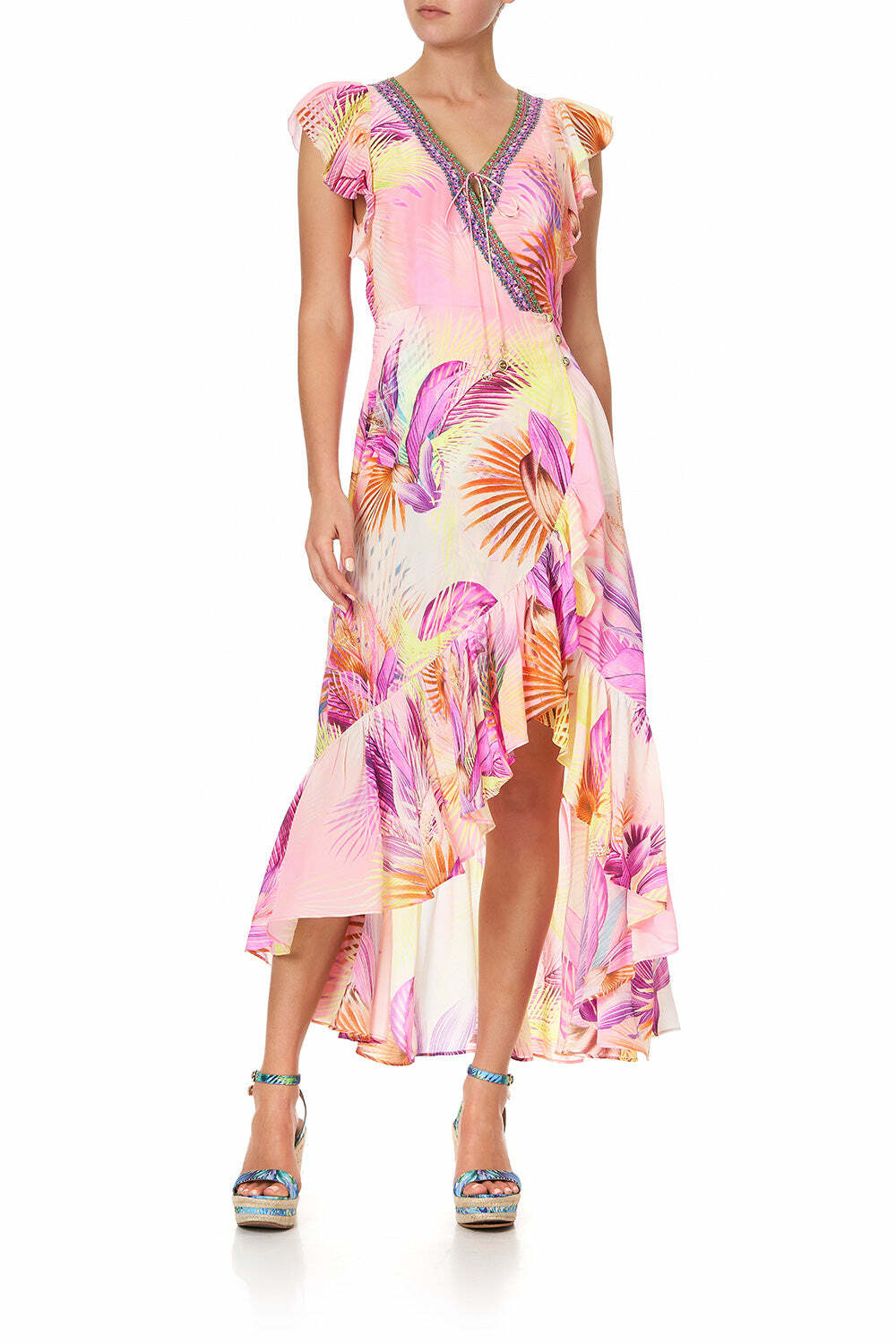 camilla beach shack dress RUFFLE WRAP SOUTH SUNRISE noreturn sweet mini is pure Waist:25 Myntra Sparkly Dresses Women