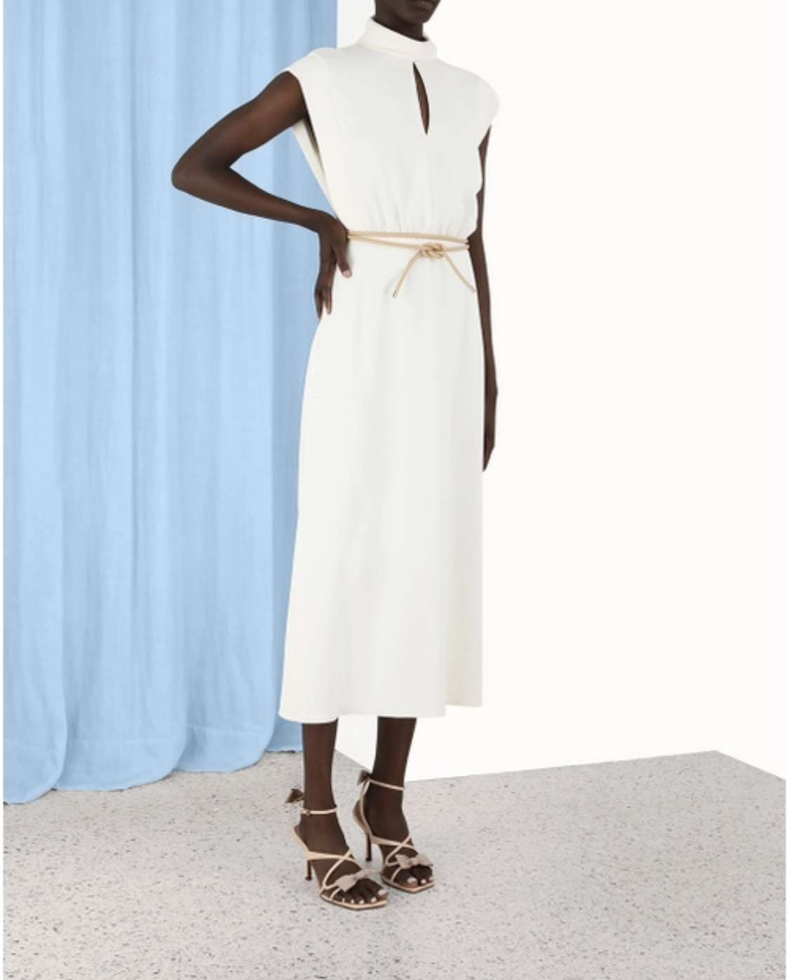 Roll Collar Midi Dress Size 4