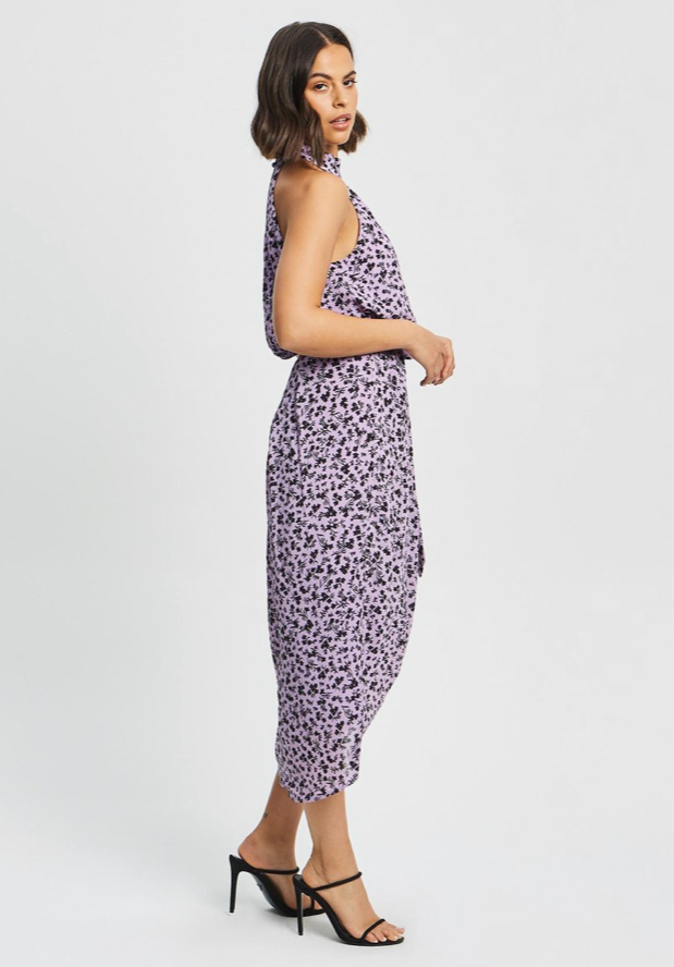 Lilac Carly high neck midi dress Size 8