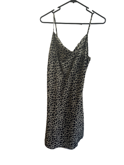 Cowl Neck Leopard Print Mini Dress Size 8