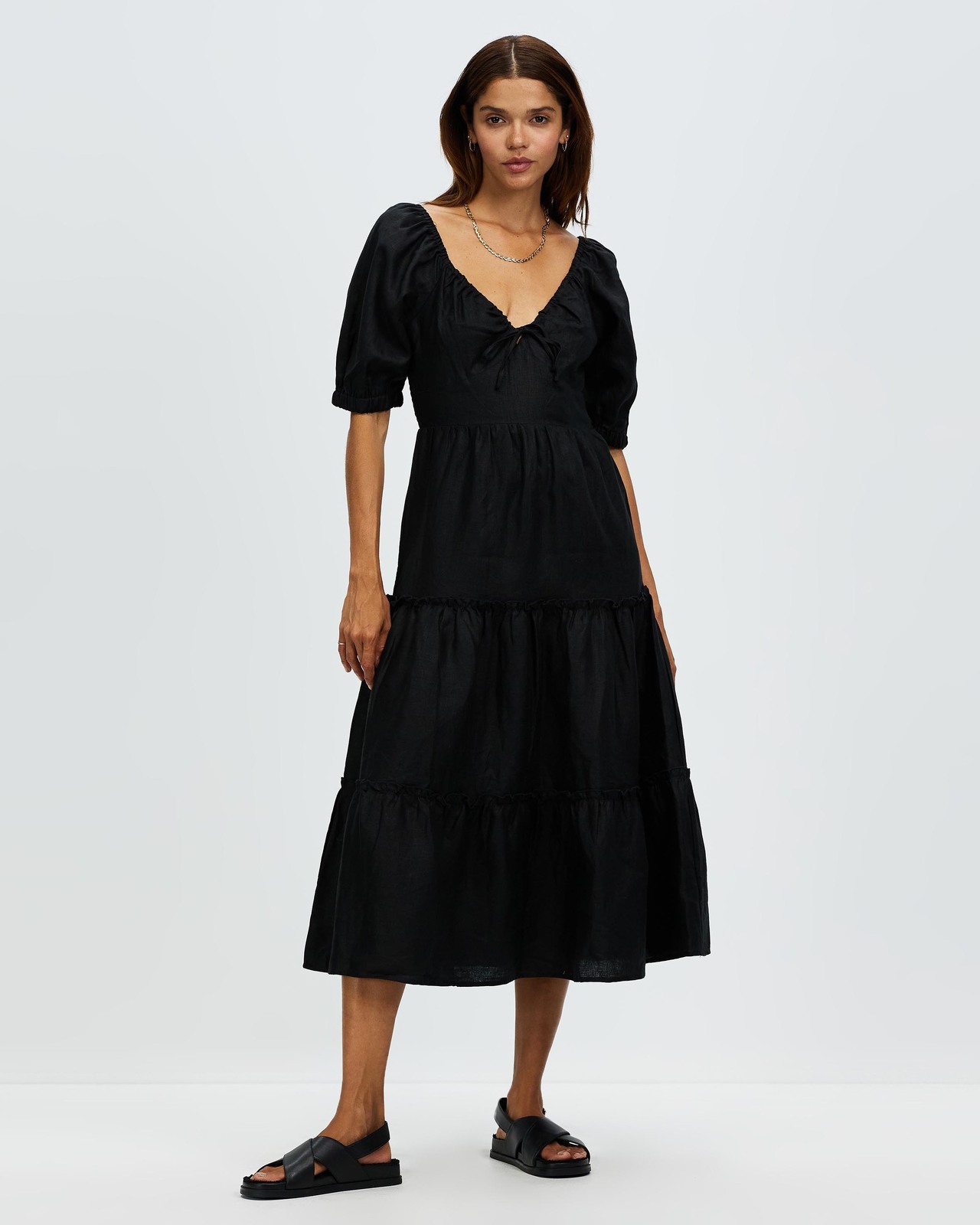 Gathering Detail Midi Dress